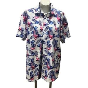 BC Collection Button-Up Shirt Mens Size XL Tropical Flamingo Print Short